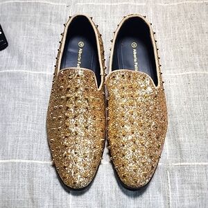 NiCE Alberto Fellini Mens Loafers Size 12 Gold Sparko Fashion Spiked Dressy